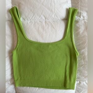 ZARA Ribbed Lime Green Cropped Tank Top | Size S
